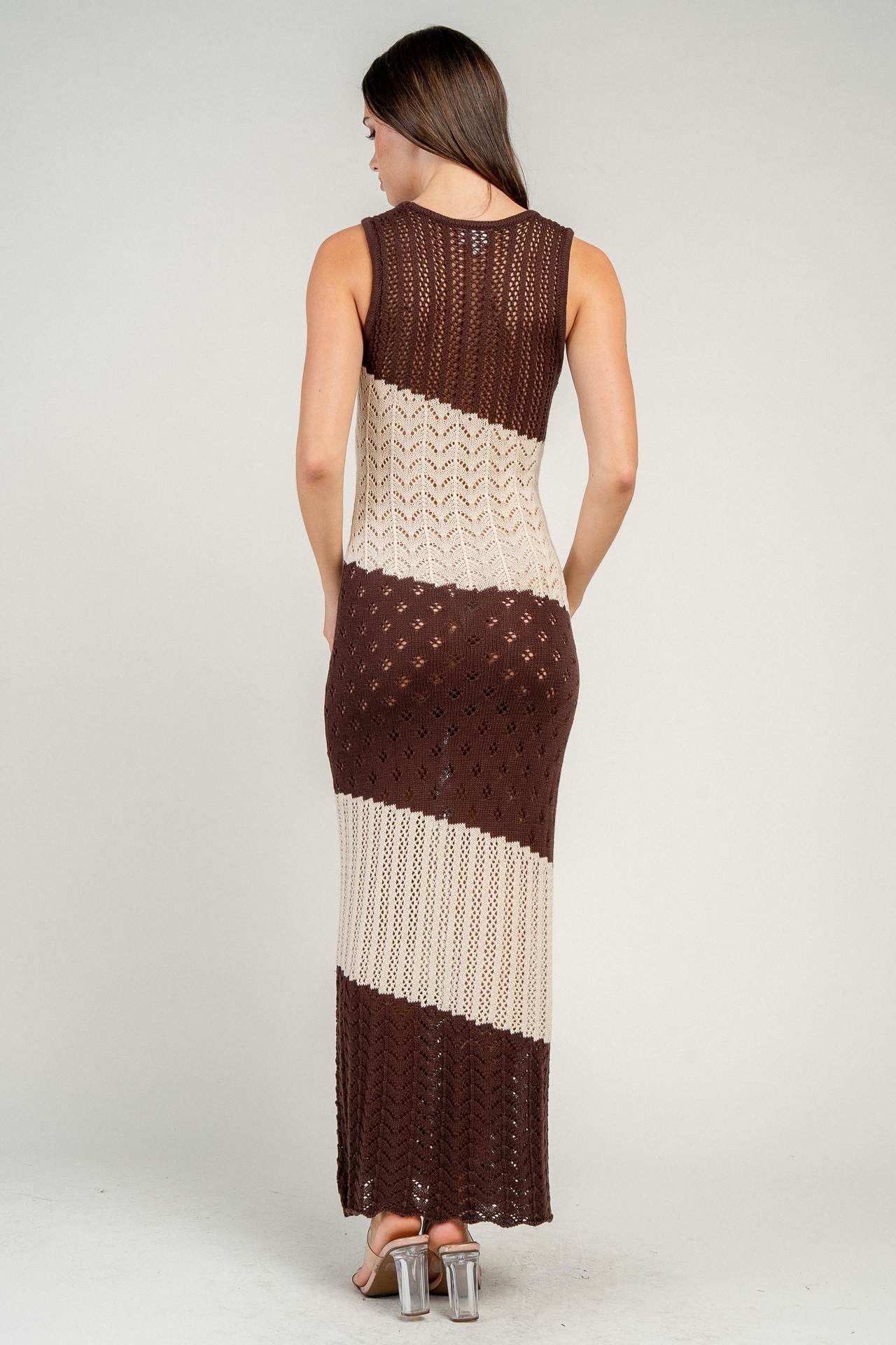 Striped Knit Sweater Maxi Dress
