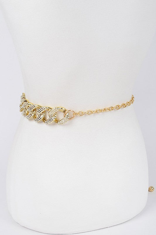 Rhinestone Oversized Chain Belt
