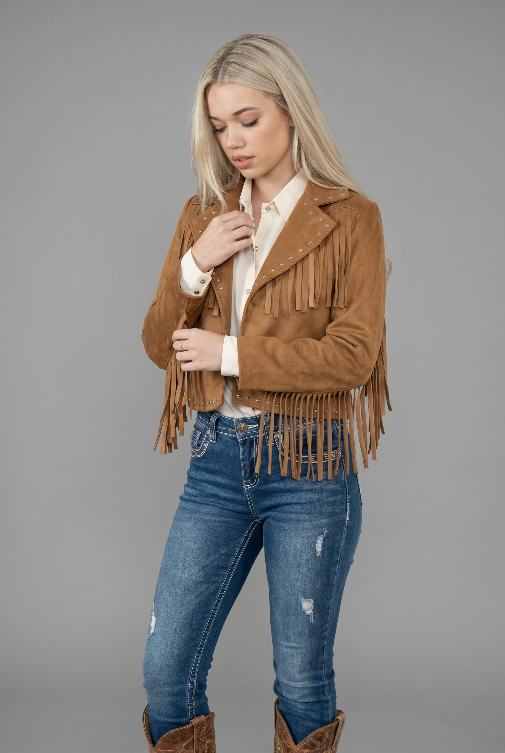 Suede Jacket With Tassle