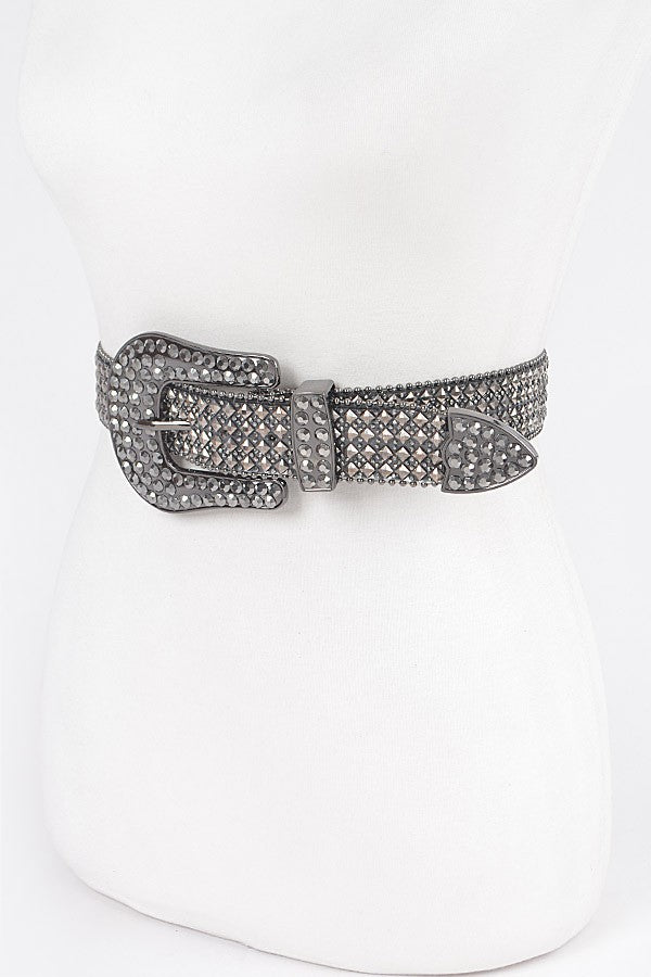 All-Over Crystal Rhinestone Western Buckle Belt