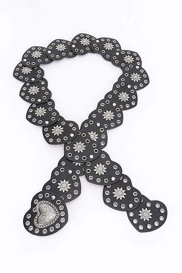Vintage Heart Concho Studded Western Belt