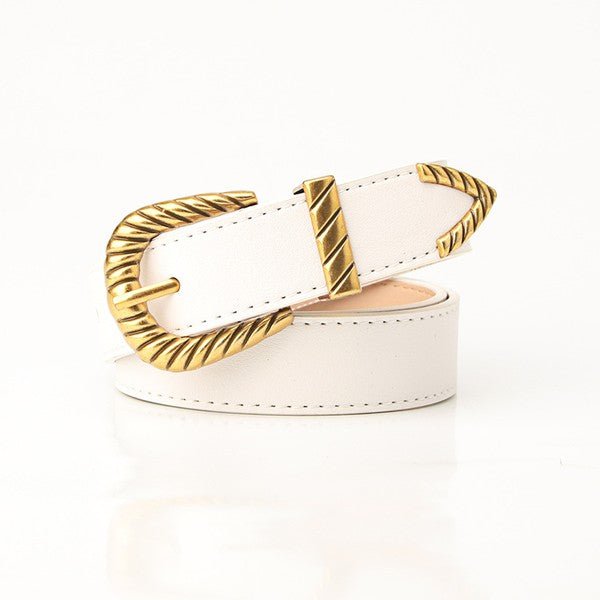 Classic Western Carved Buckle Faux Leather Belt