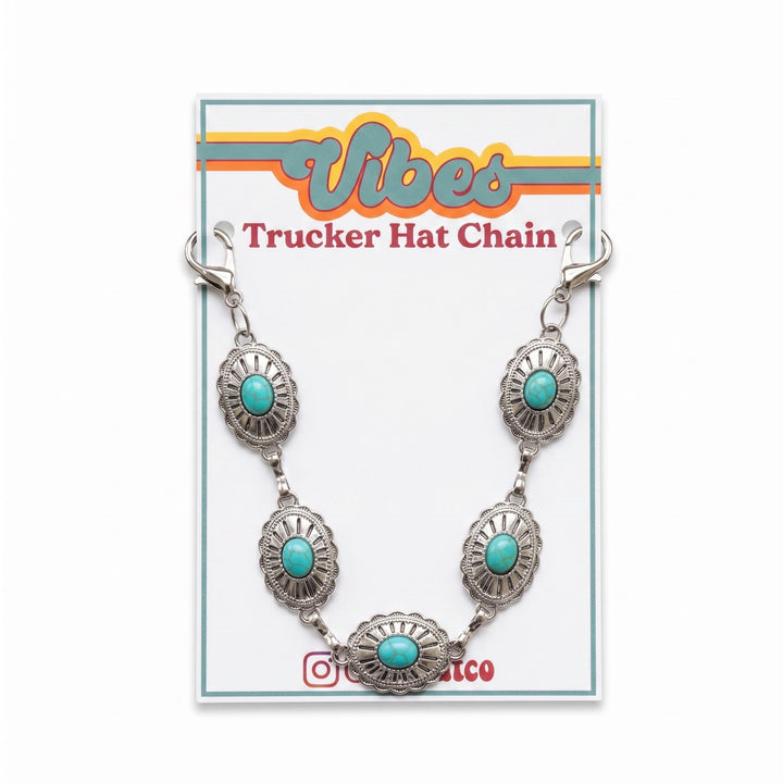 Turquoise Concho Oval Trucker Hat Chain