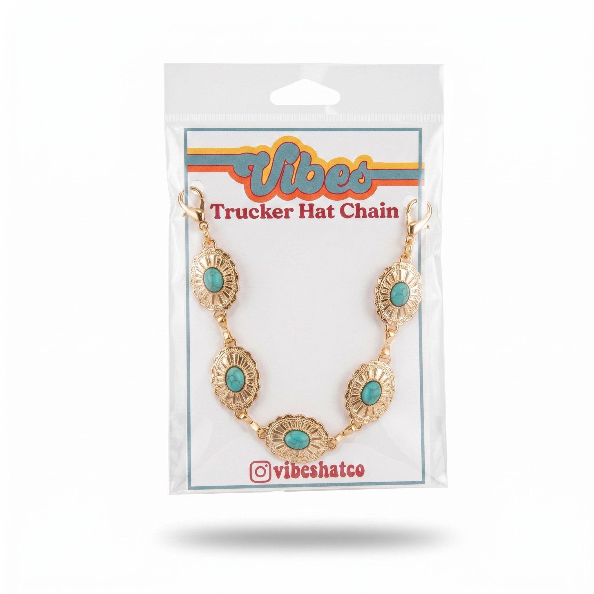 Turquoise Concho Oval Trucker Hat Chain