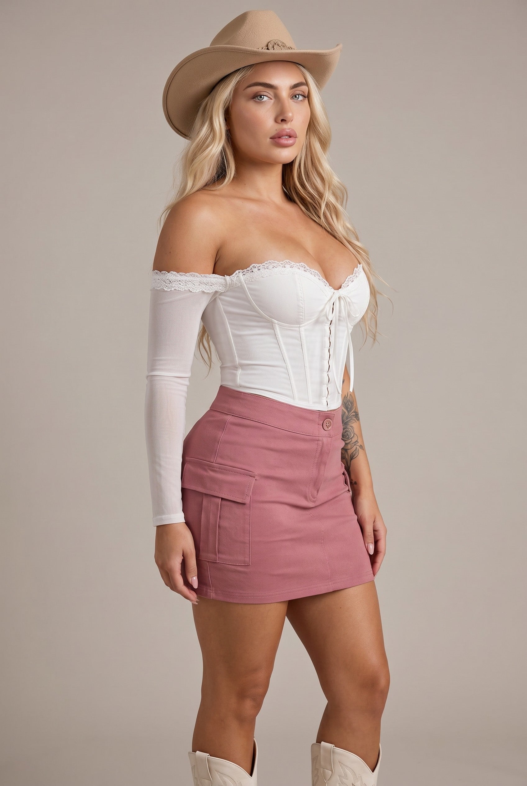 Mauve Cargo Pocket Mini Skirt