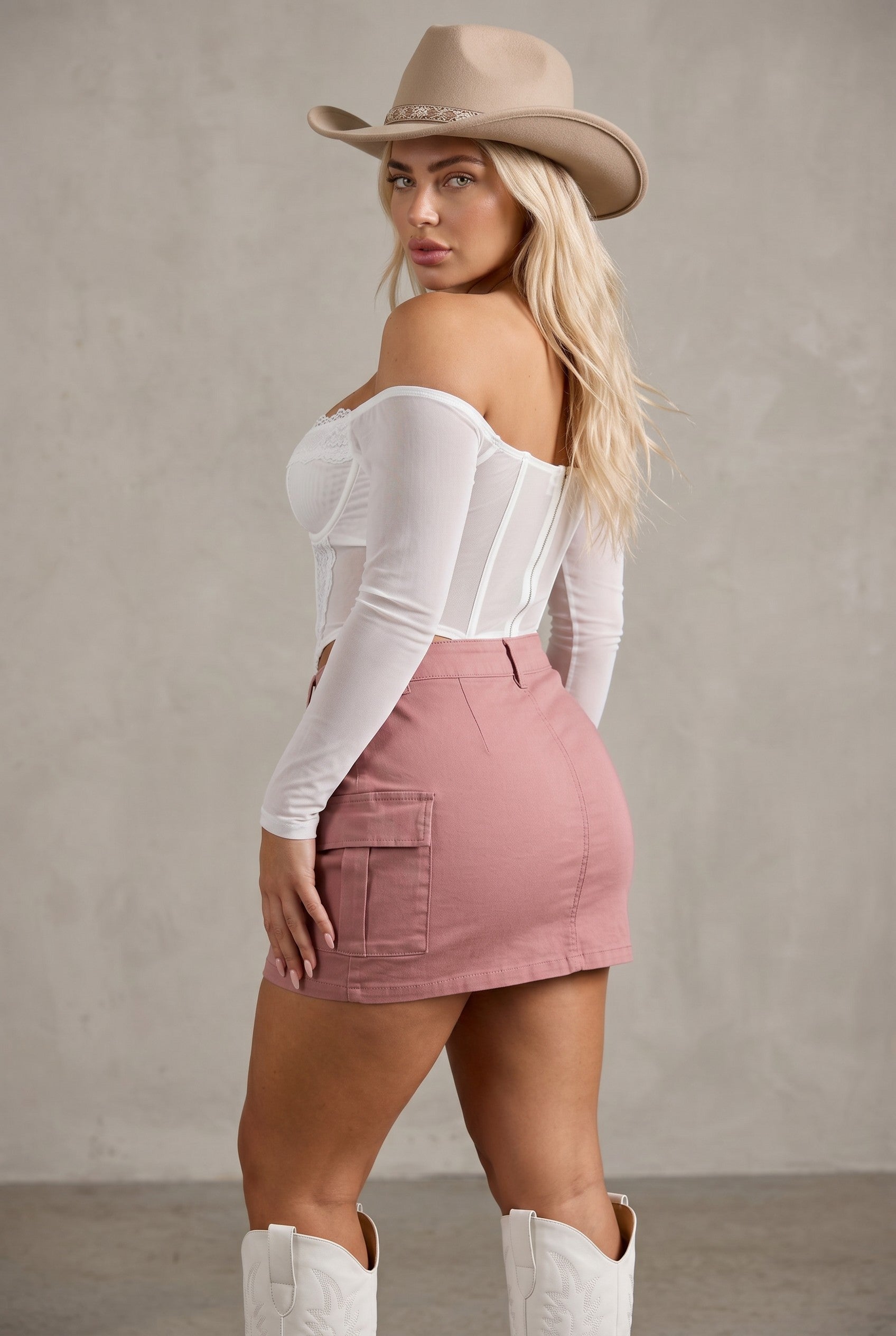 Mauve Cargo Pocket Mini Skirt