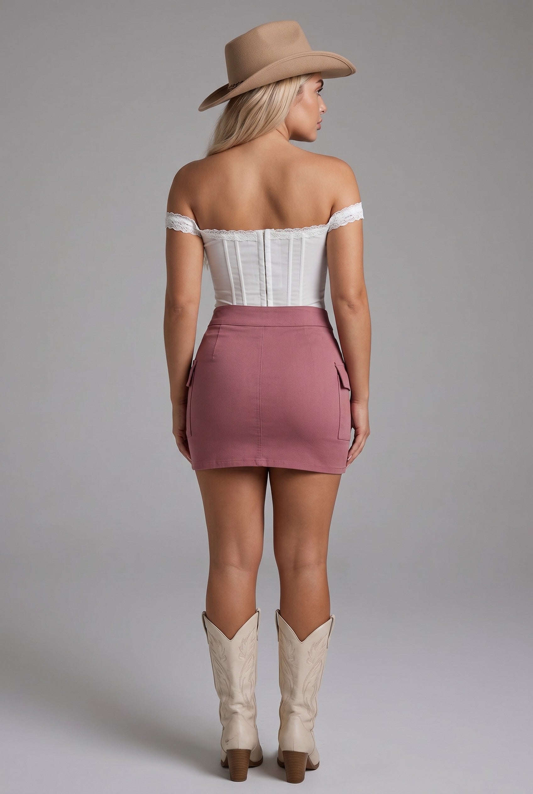 Mauve Cargo Pocket Mini Skirt