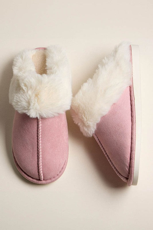 Faux Fur Suede Fuzzy Sherpa Slippers