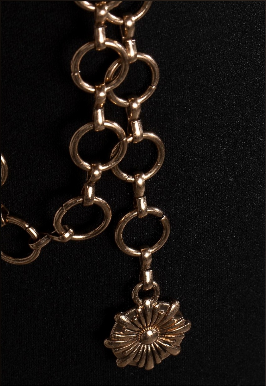 Oval Turquoise Stud Western Concho Chain Belt