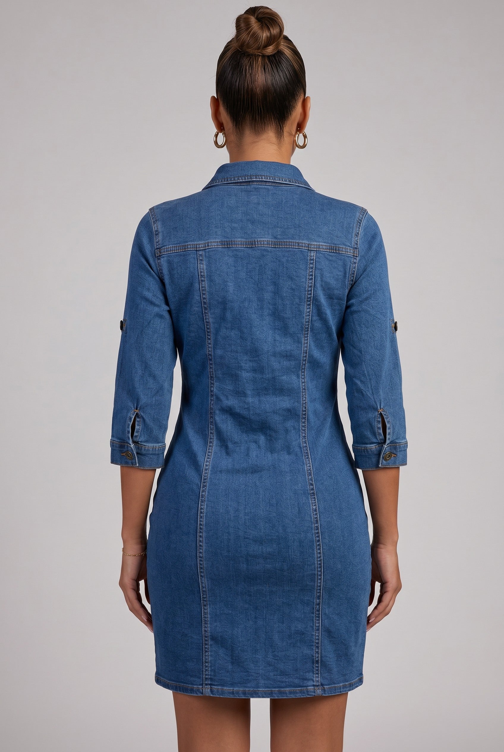 Button Front Denim Shirt Dress