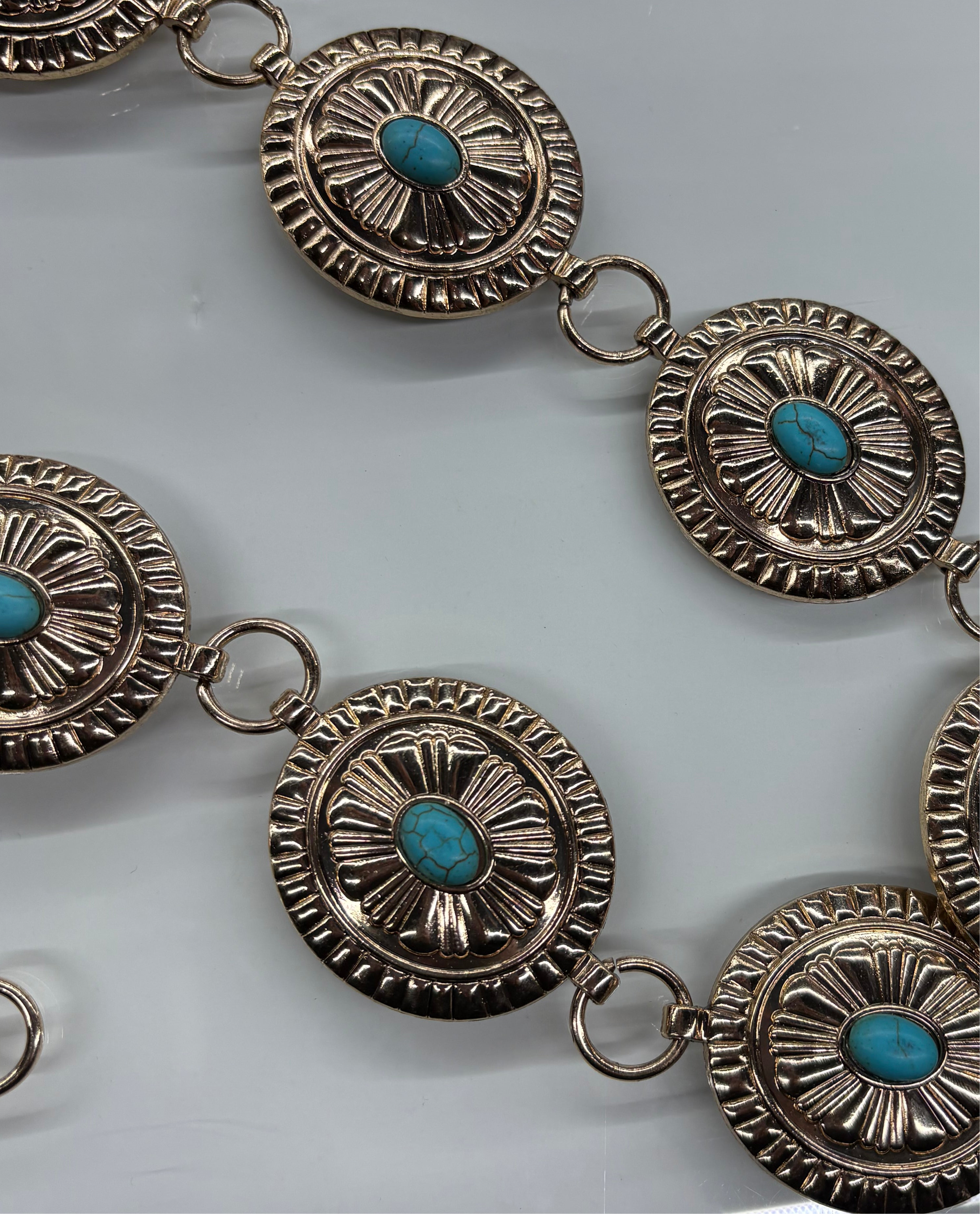 Oval Turquoise Stud Western Chain Belt