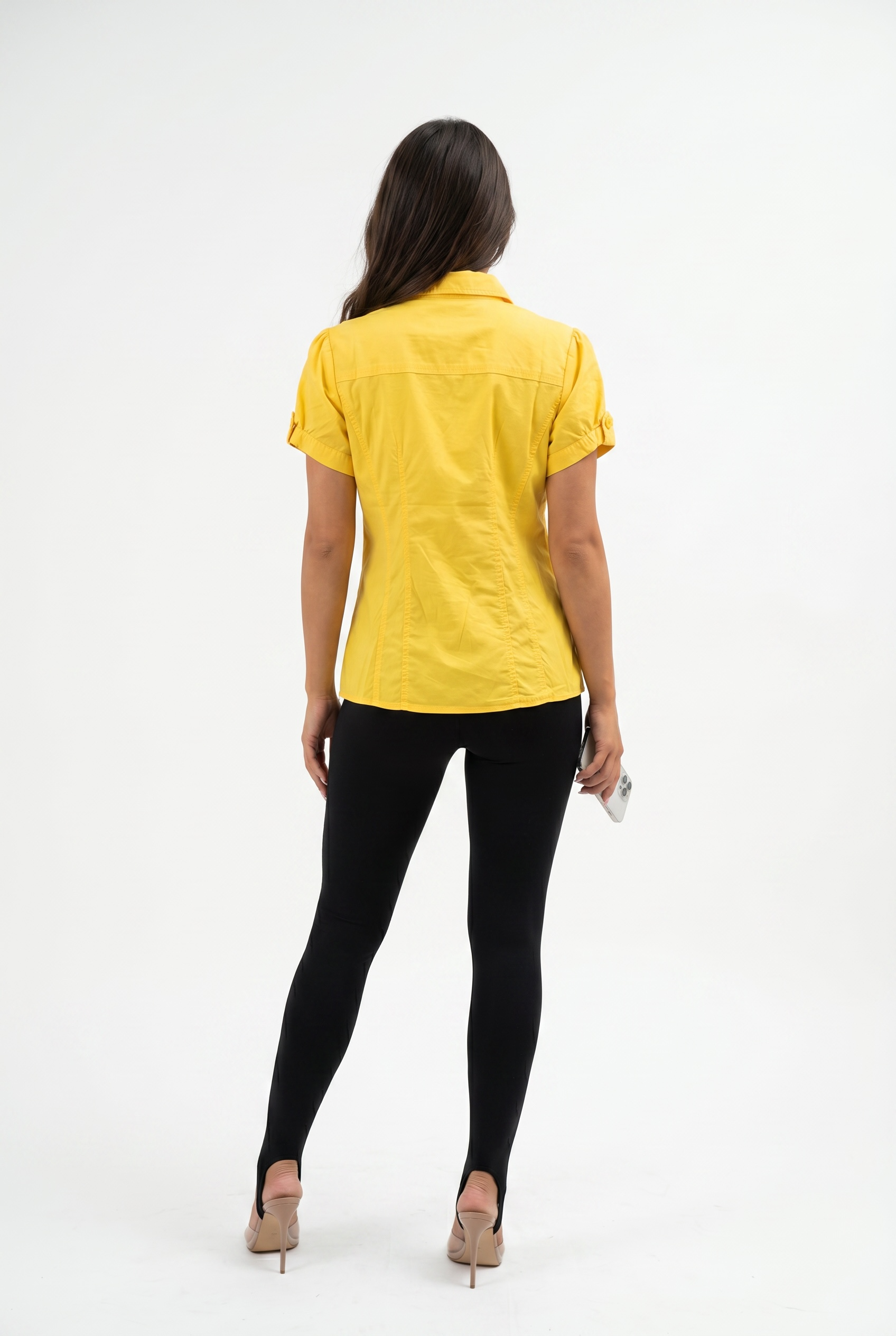 Tailored Short Sleeve Button Down Shirt – Fitted Utility Blouse