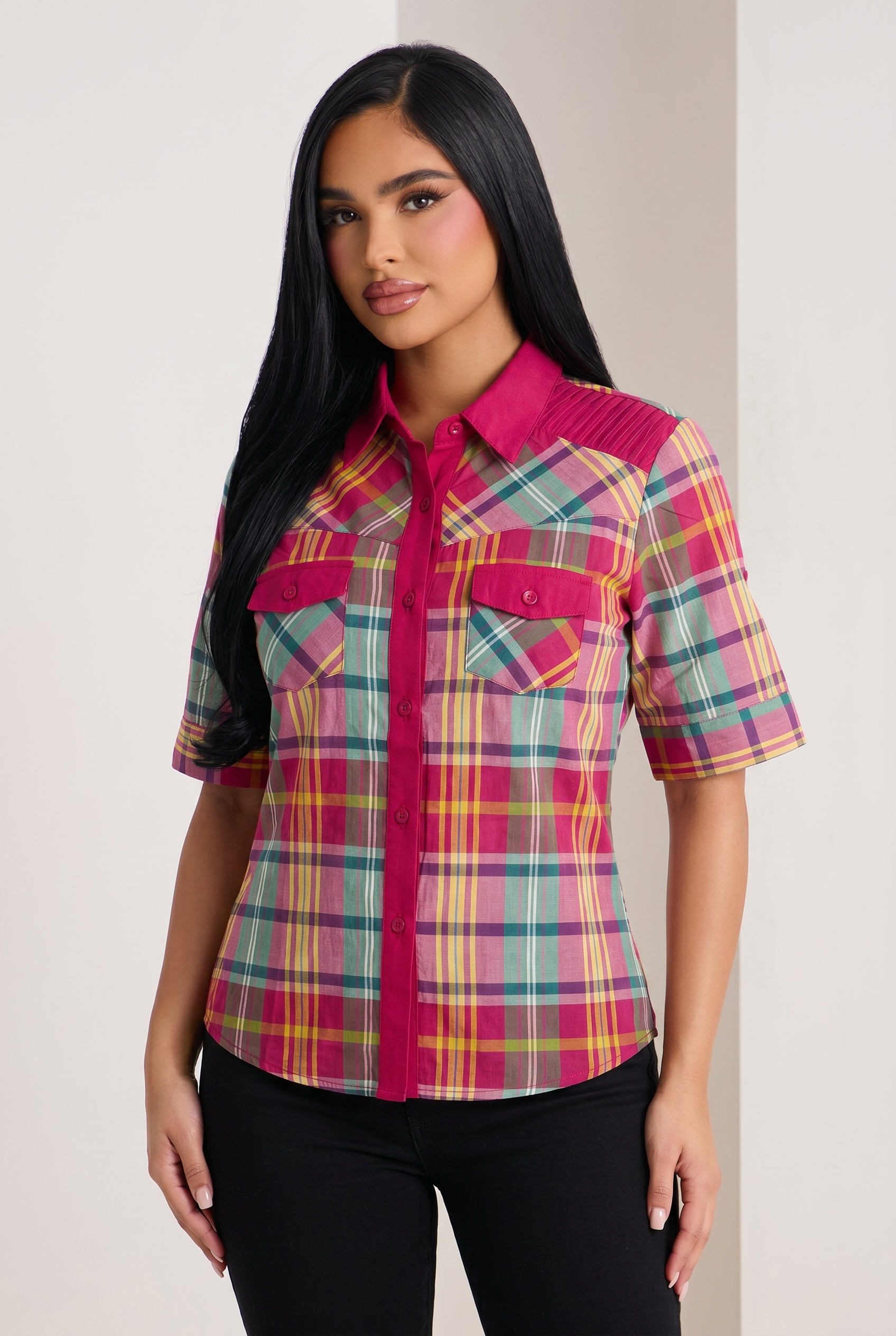 The Valencia Plaid Shirt – Fitted Short Sleeve