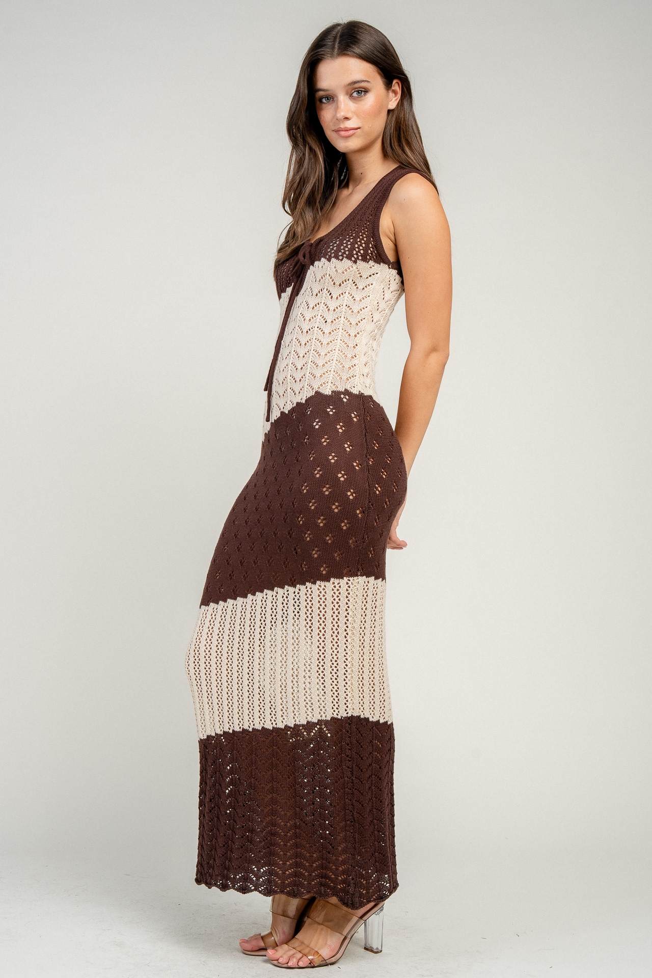 Striped Knit Sweater Maxi Dress