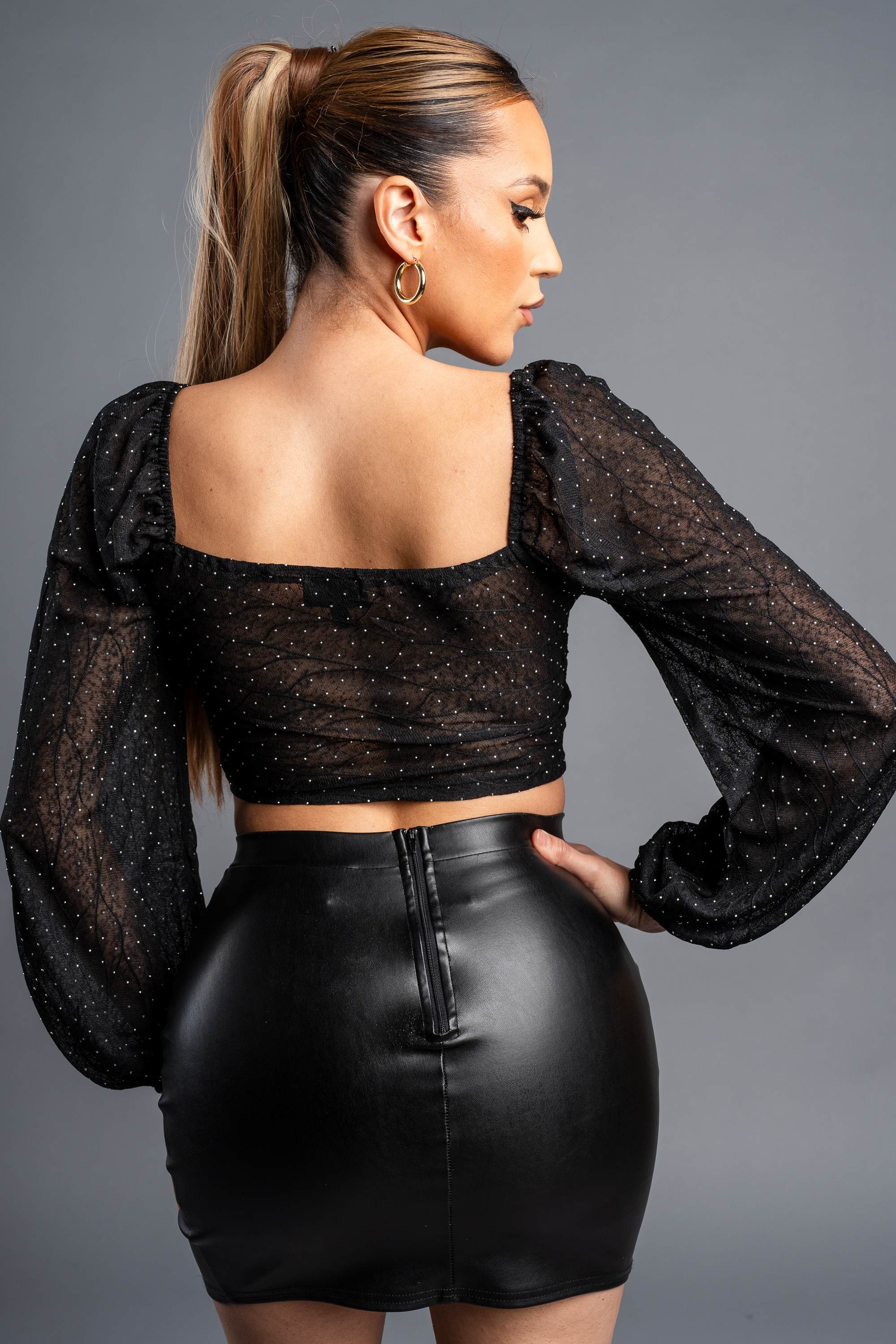 Lace Rose Peasant Crop Top