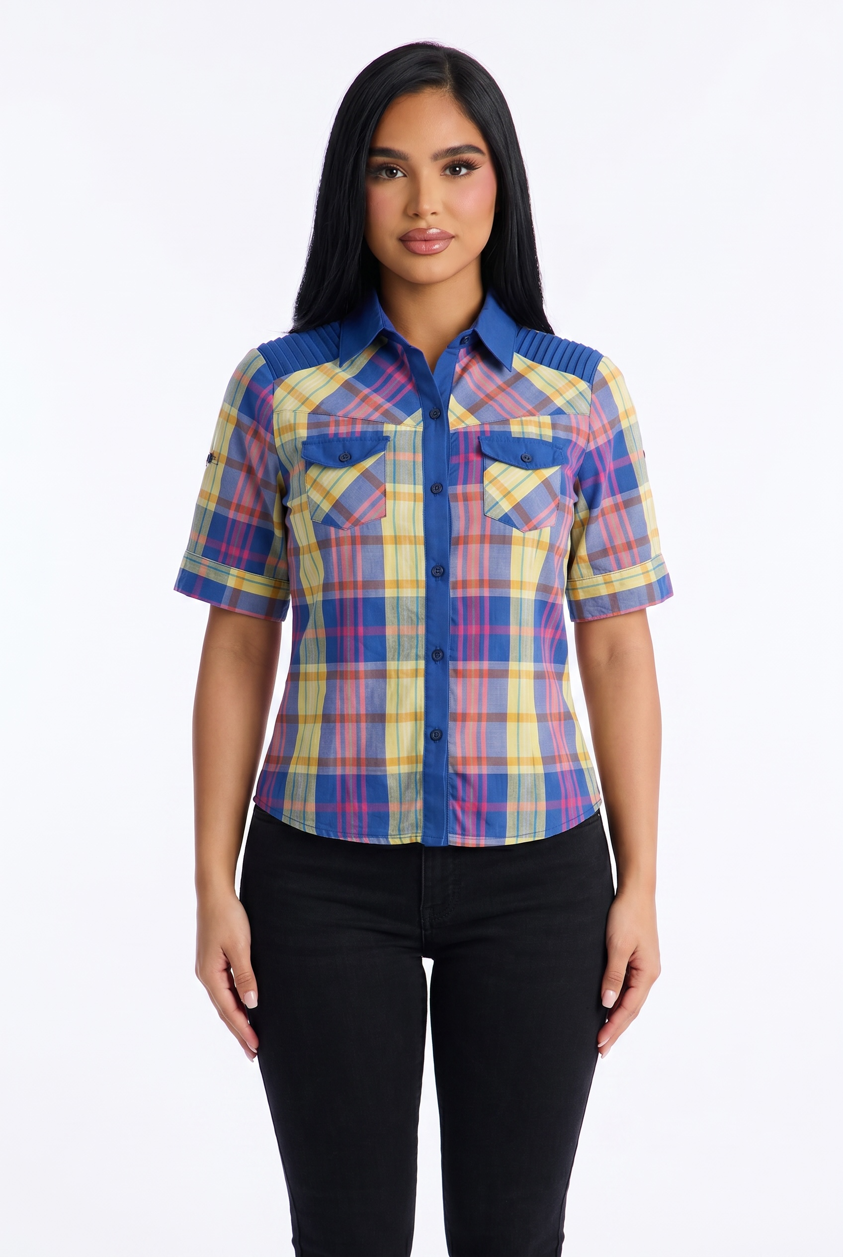 The Valencia Plaid Shirt – Fitted Short Sleeve