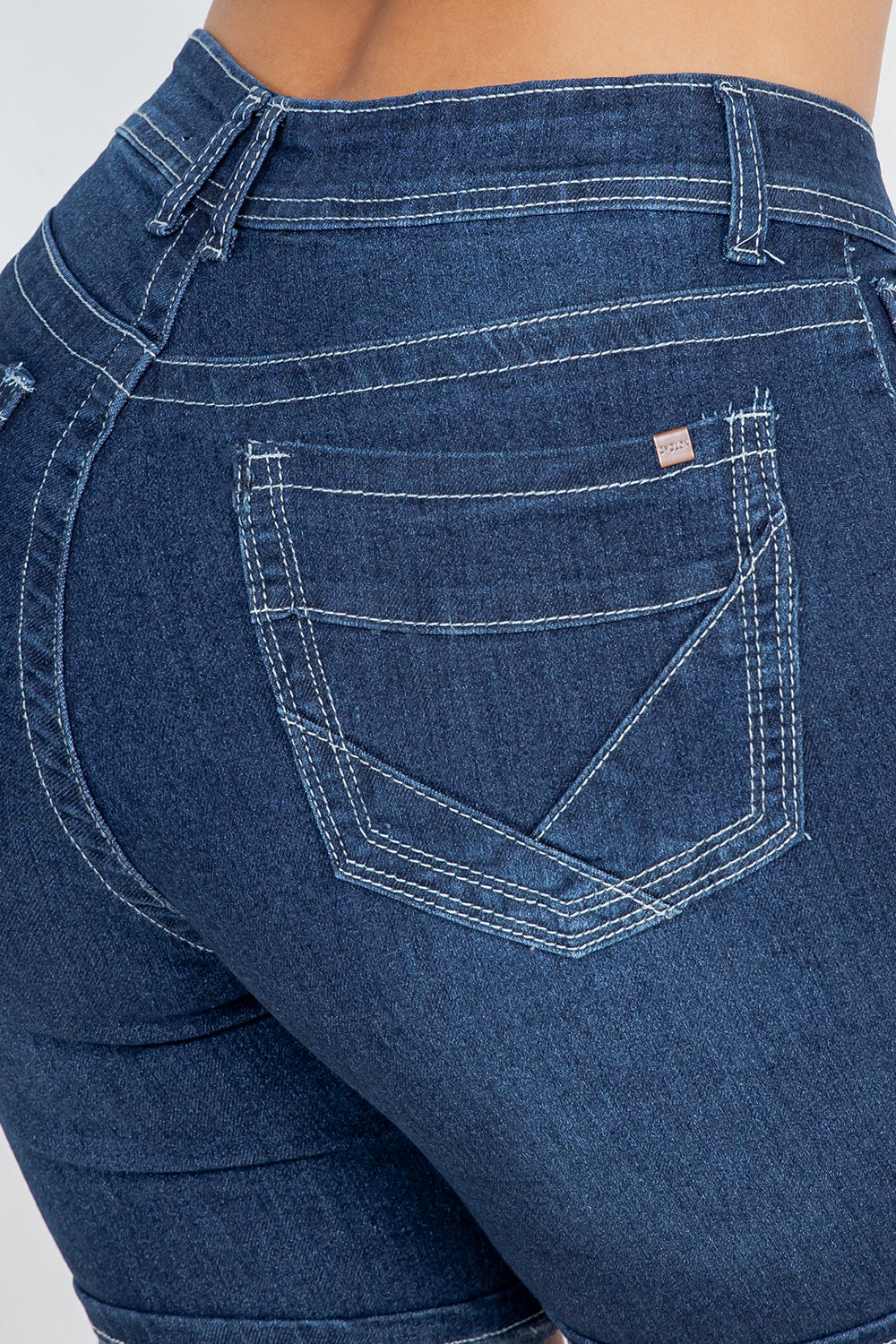 Cyclon Dark Blue High-Rise Bermuda Denim Shorts