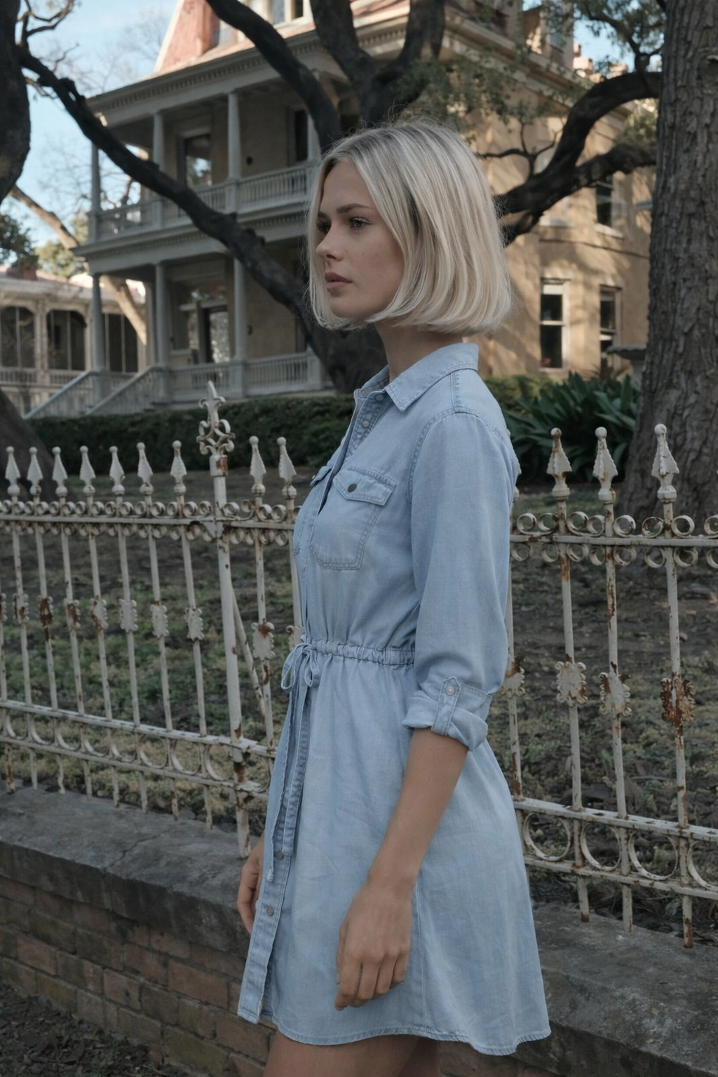 Button Down Tencel Denim Midi Dress - Vella Moda