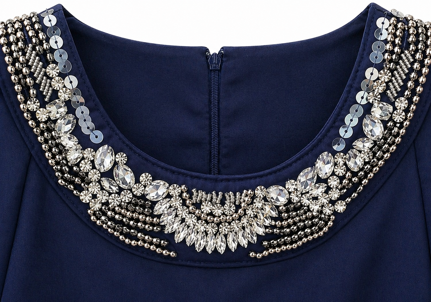 Royal Blue Embellished Cold Shoulder Blouse