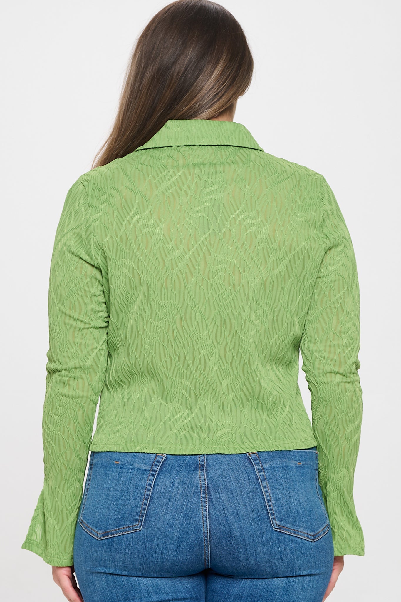 Solid Textured Long Sleeve Top