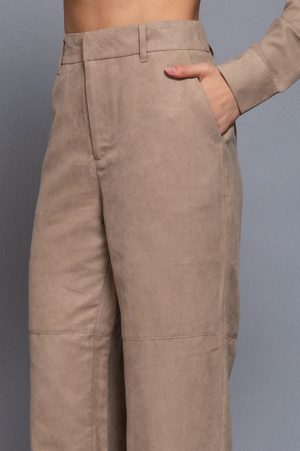 Faux Suede Straight-Leg Woven Pants for Women