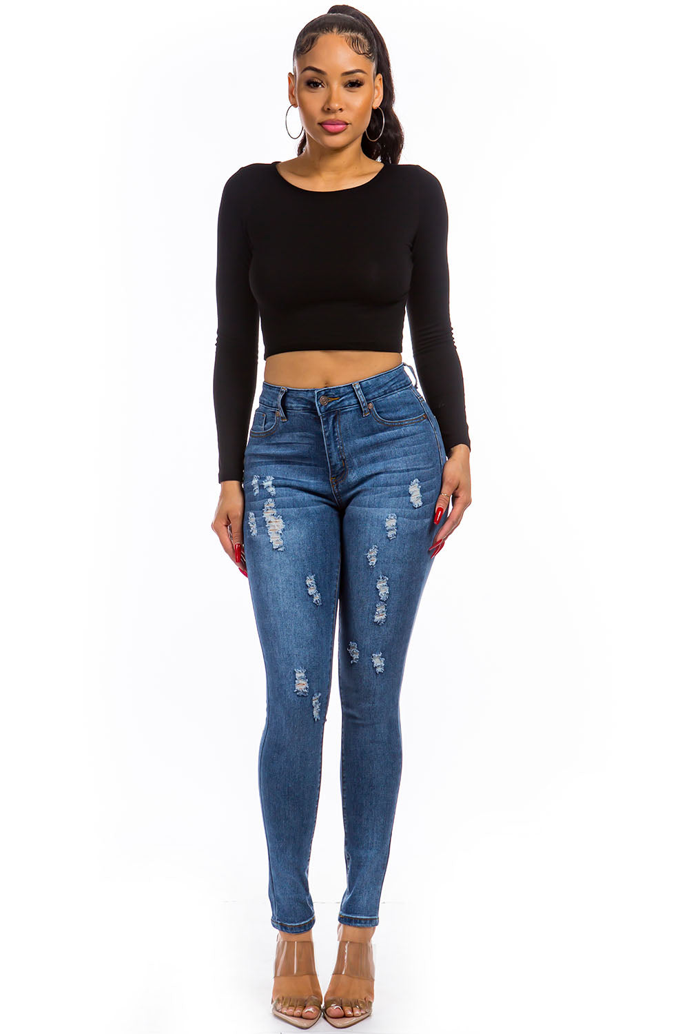 Vintage Distressed High-Rise Skinny Jeans