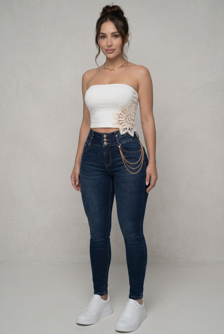 Sexy Couture High-Waist Push-Up Skinny Jeans – Dark Wash