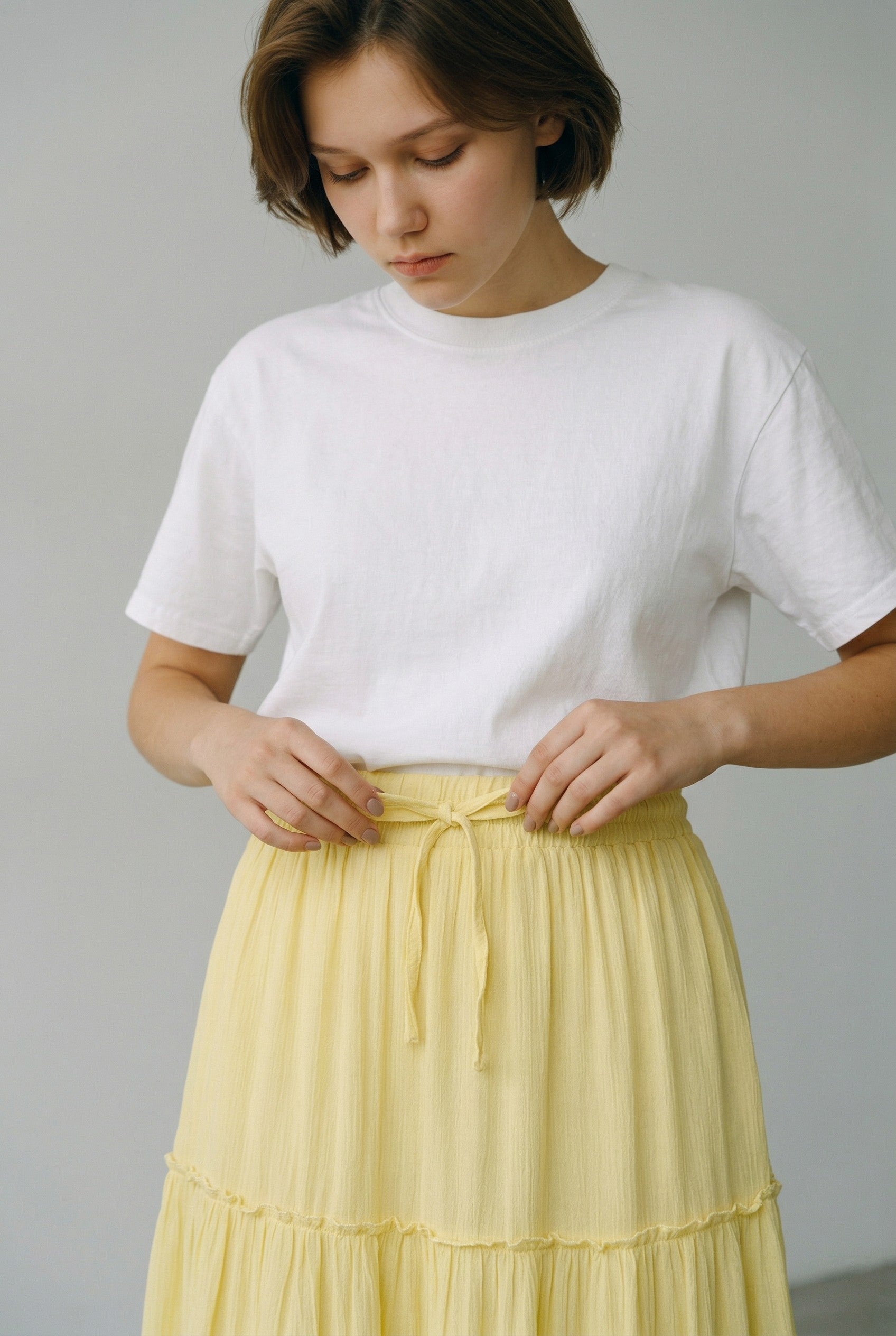 Tiered Drawstring Maxi Skirt