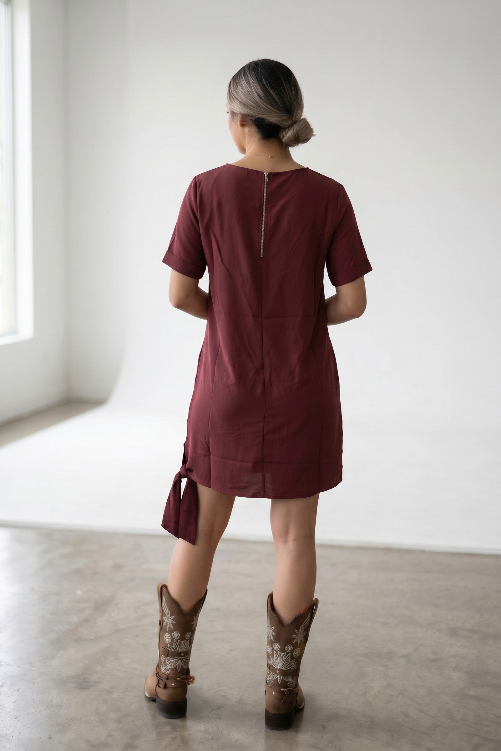 Side Knot Shift Mini Dress