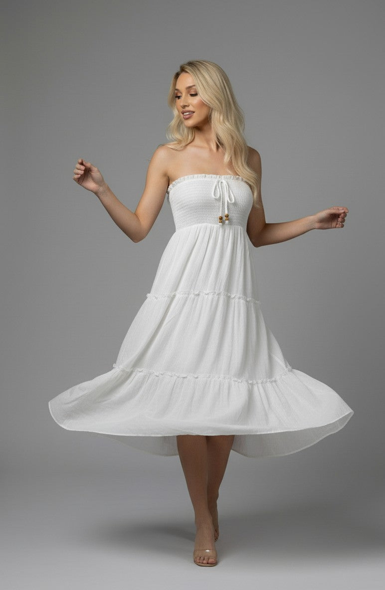 Convertible Smocked Tiered Maxi Skirt