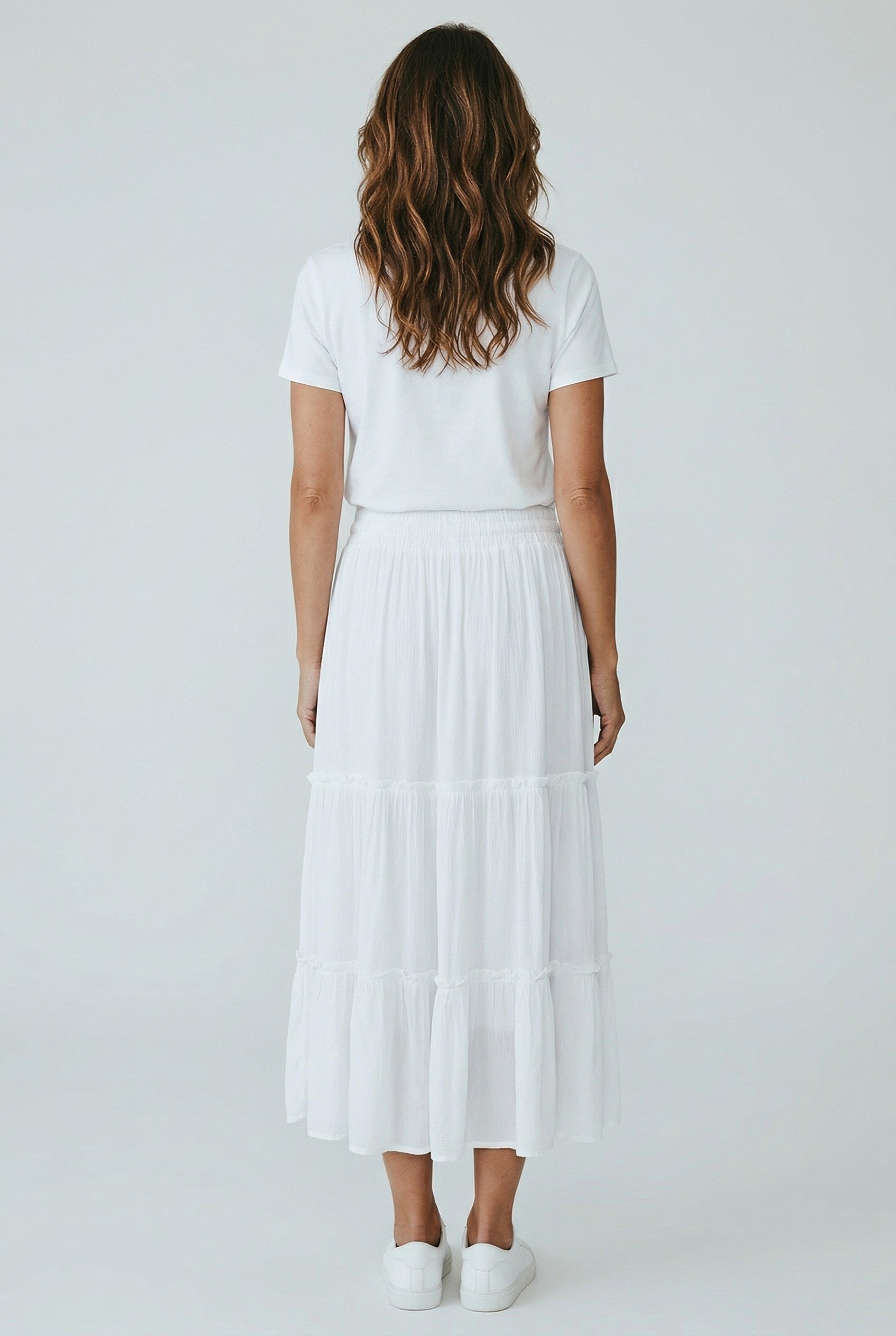 Tiered Drawstring Maxi Skirt