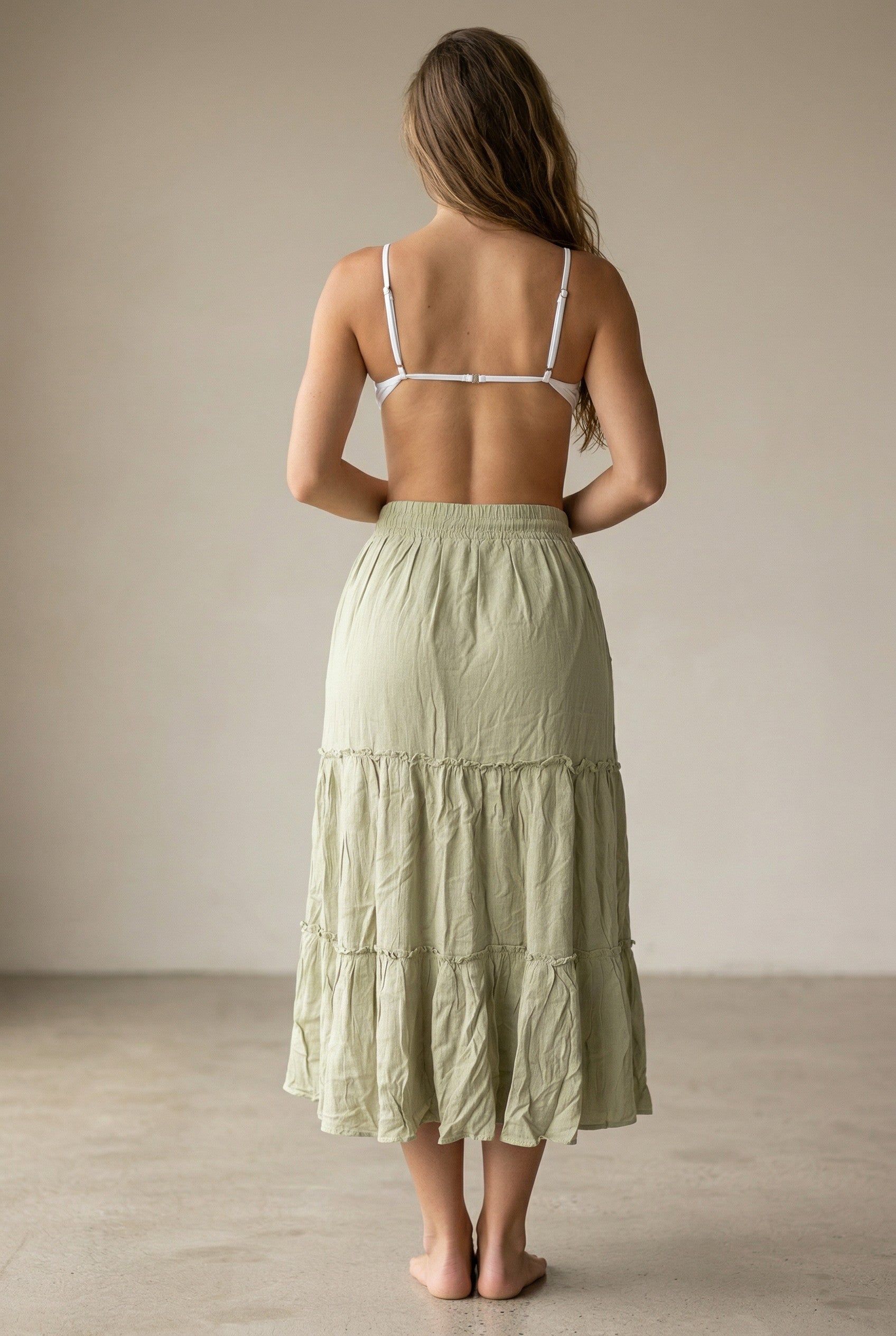 Tiered Drawstring Maxi Skirt