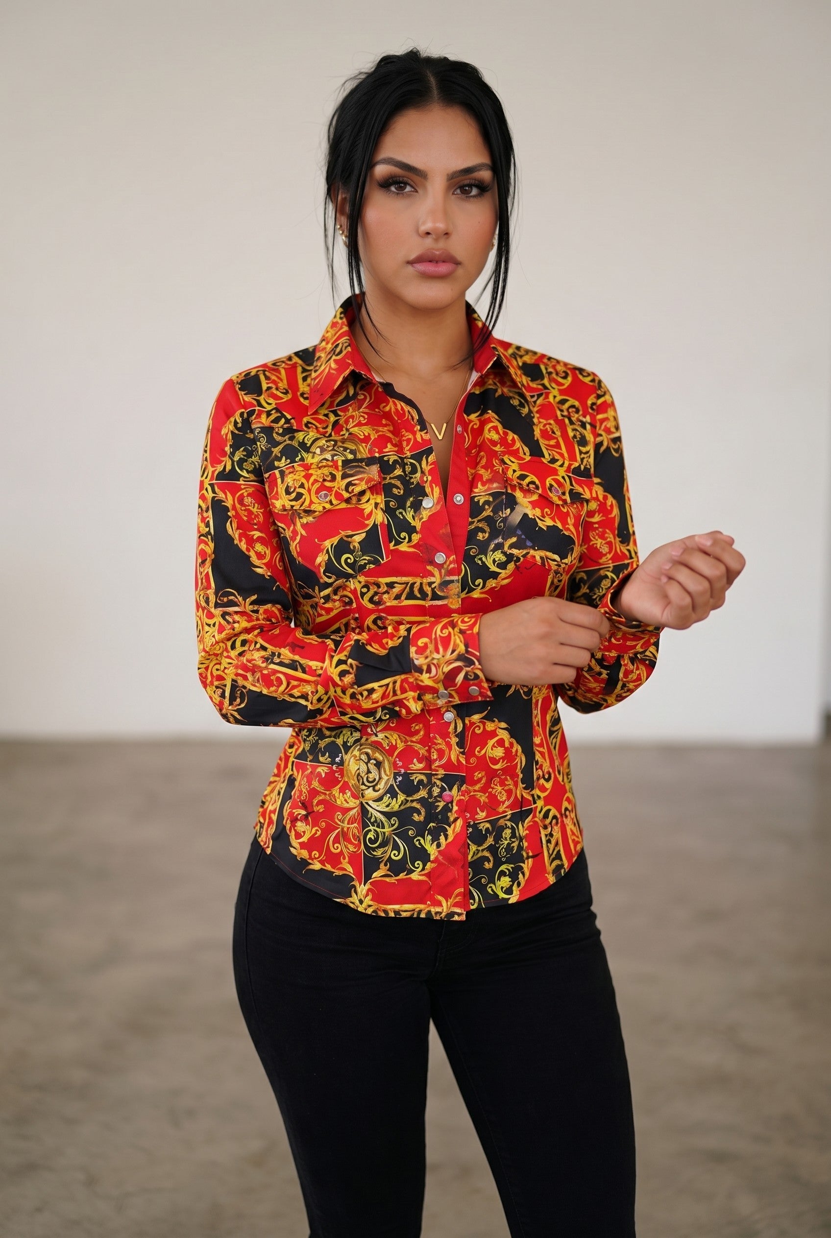 Imperial Équestre Silk-Touch Western Blouse
