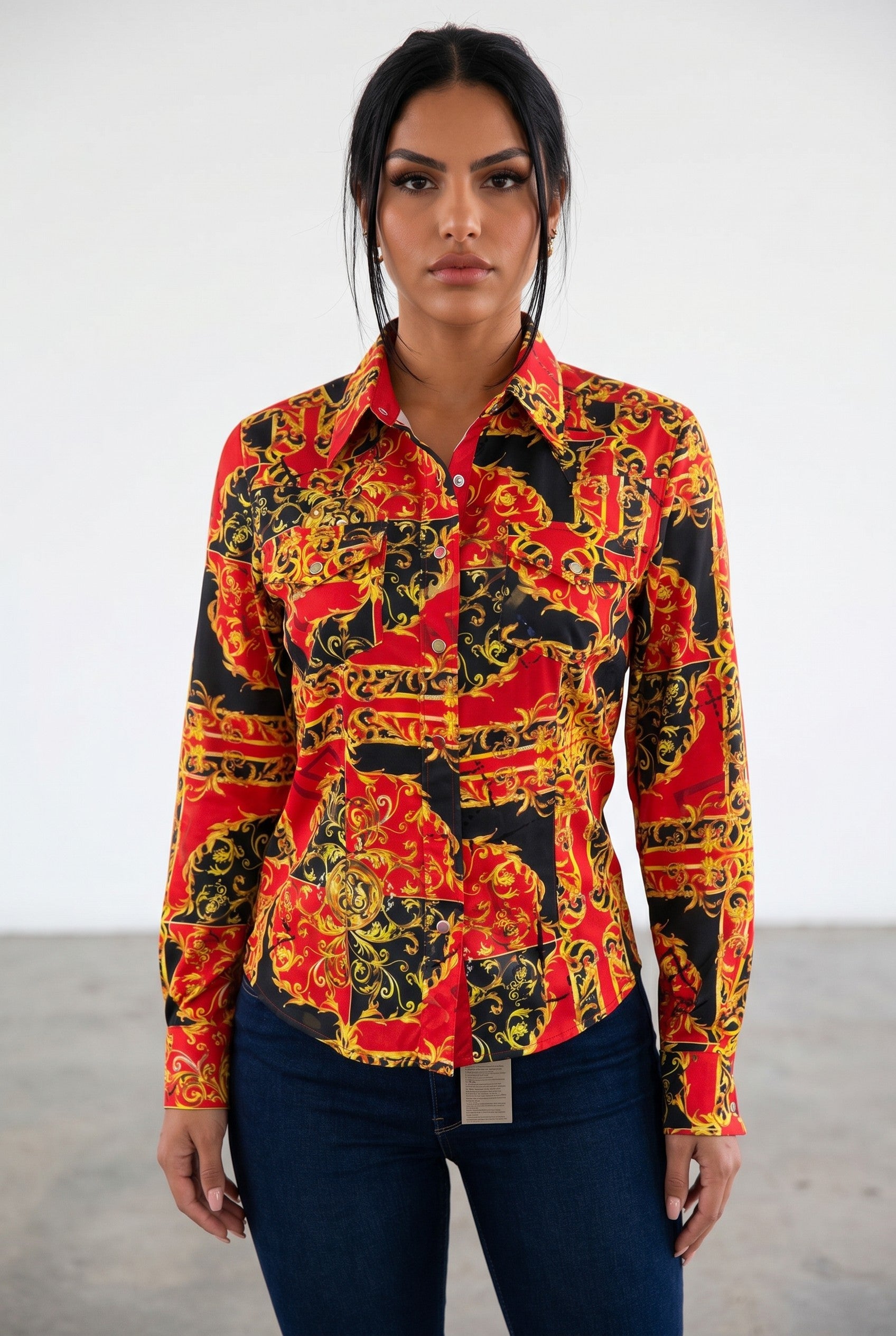 Imperial Équestre Silk-Touch Western Blouse