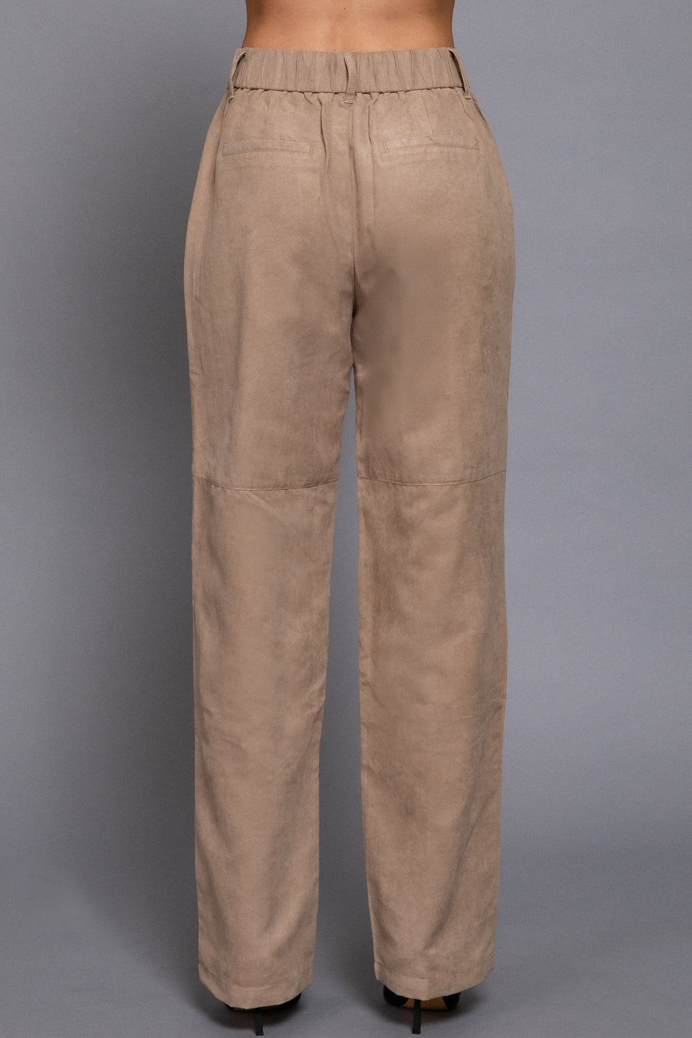 Faux Suede Straight-Leg Woven Pants for Women