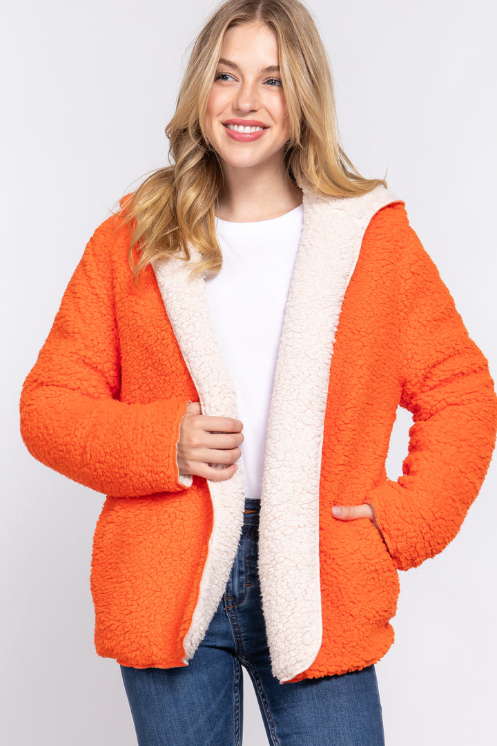 Reversible Faux Fur Hooded Jacket
