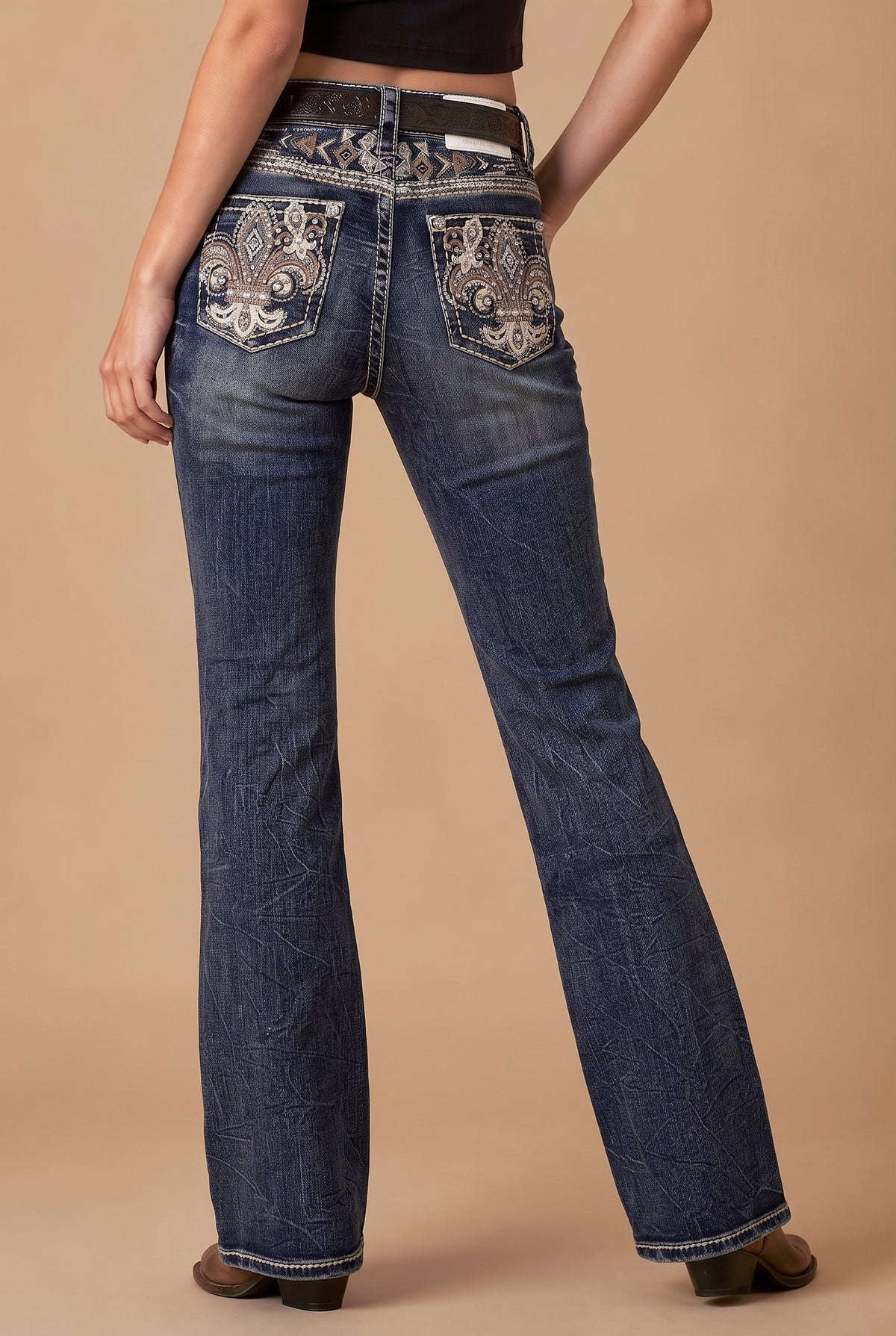 Full back view of Western Blue W264 embroidered bootcut jeans