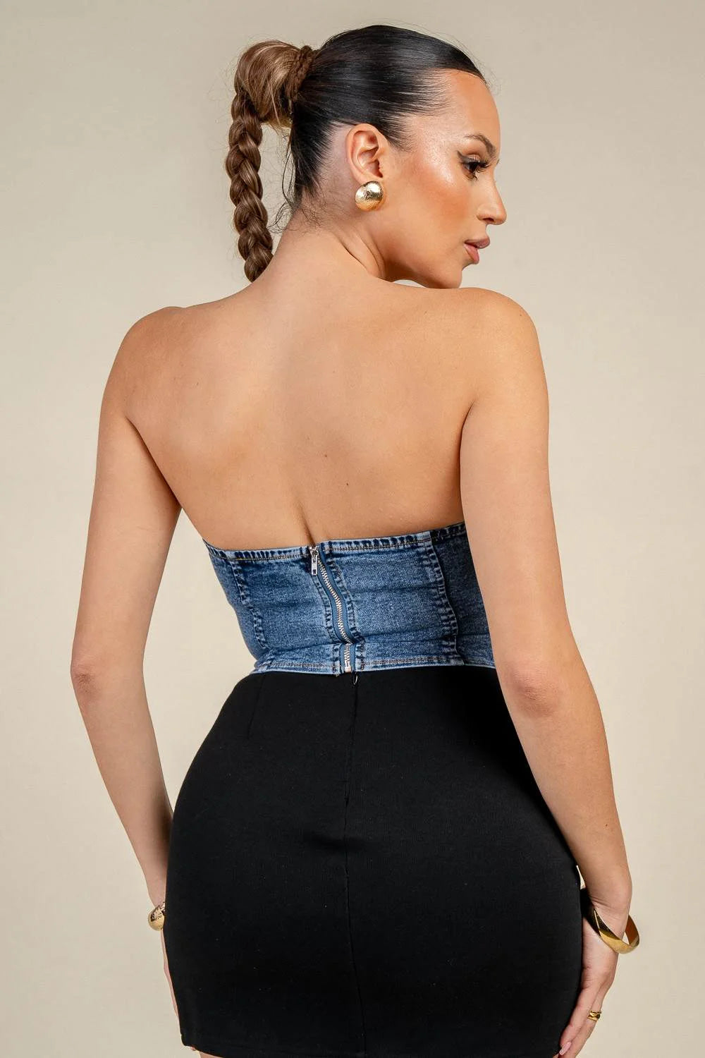 Strapless Denim Corset Top