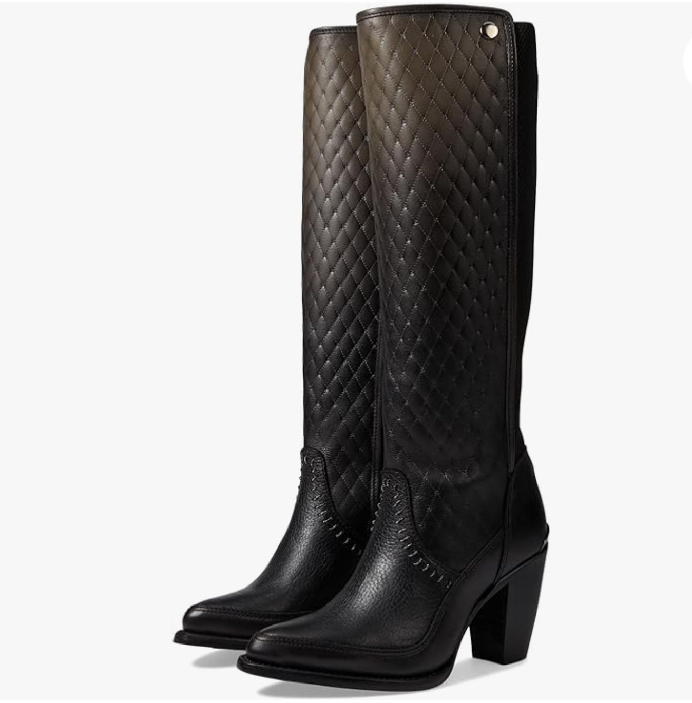 Cuadra LD Black Elastic Round Toe Boots showing full side view with smooth black leather and rounded toe design