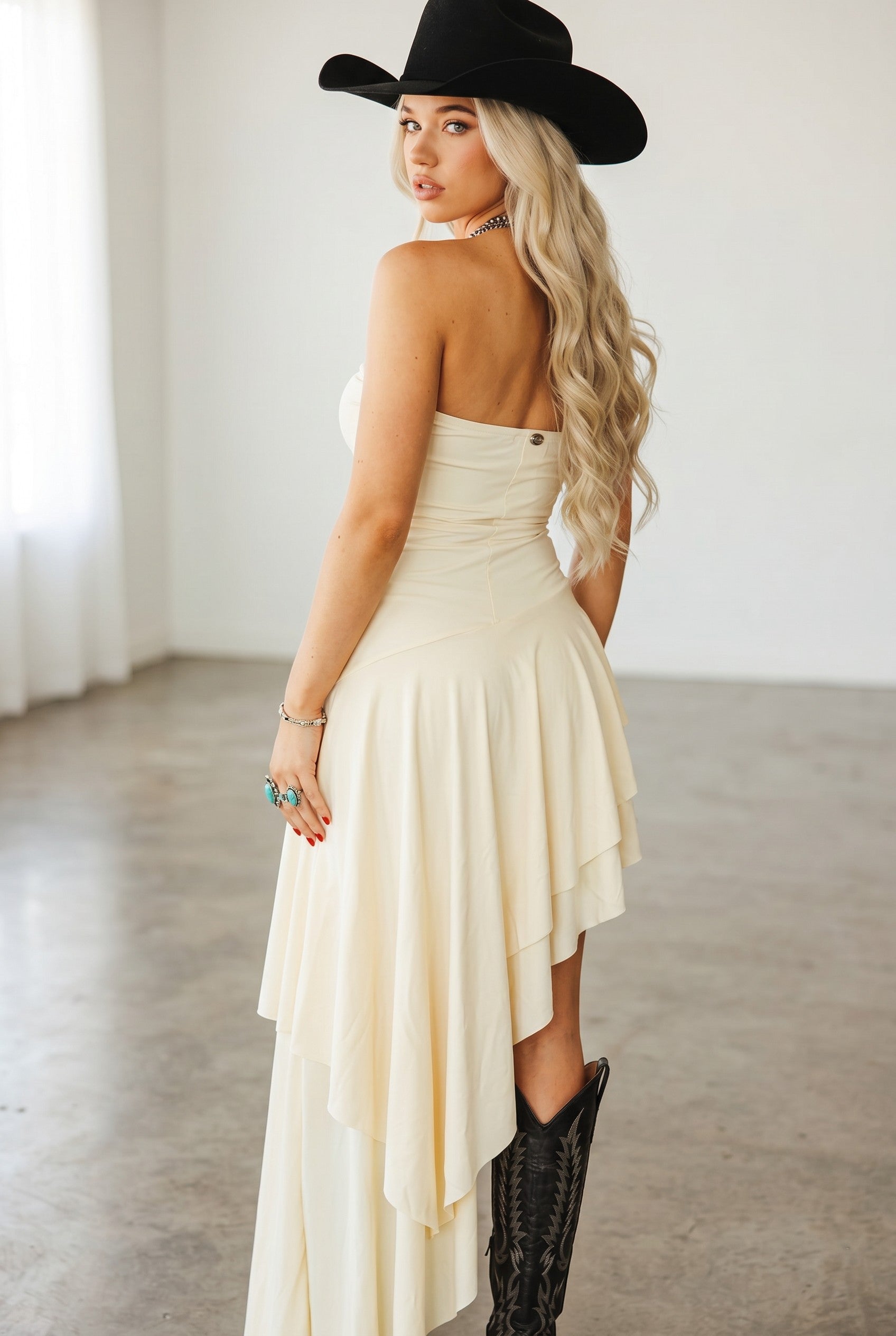 Sierra Cascade Strapless High-Low Dress