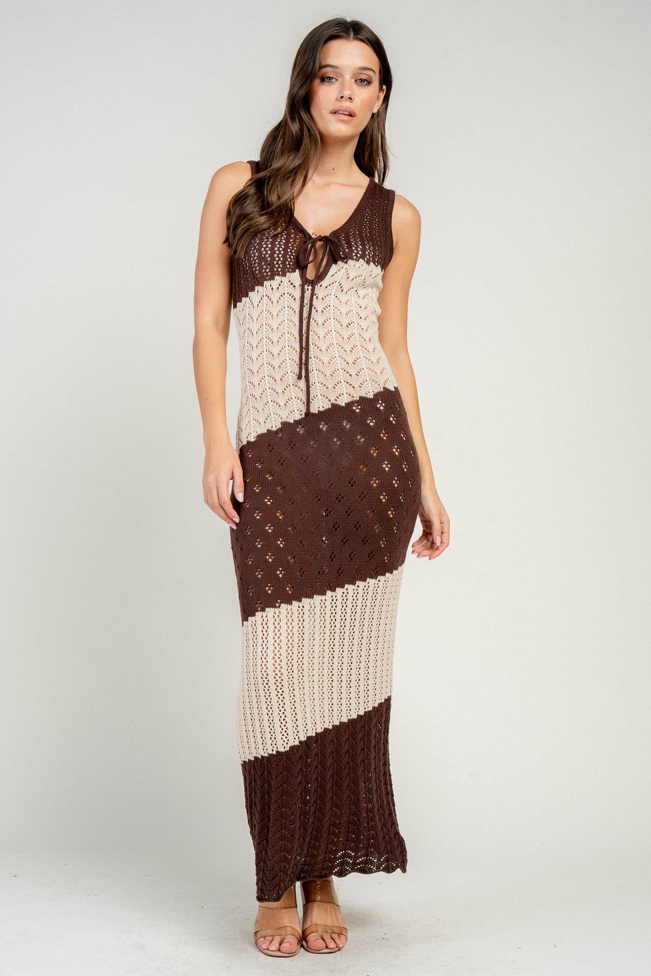 Striped Knit Sweater Maxi Dress