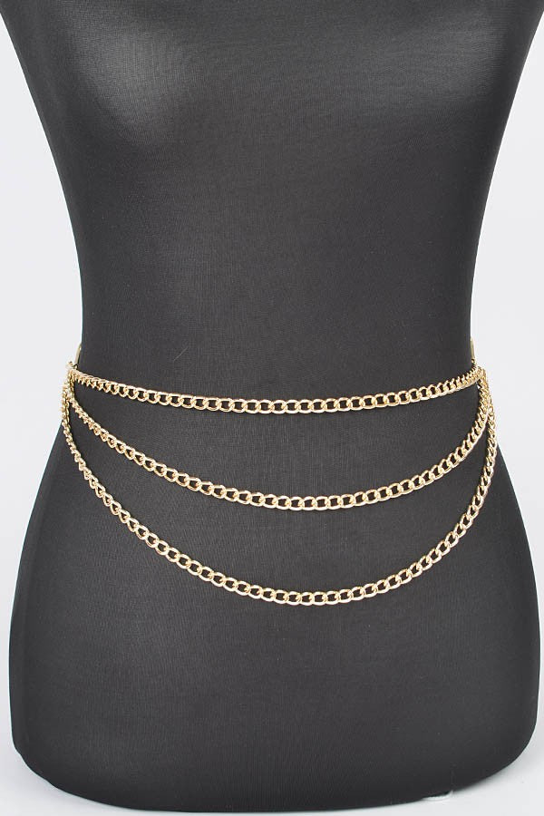 Layered Plus Size Metal Chain Belt product view 3