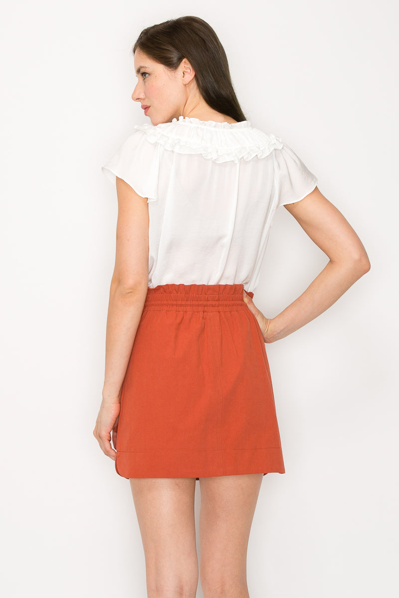 Short sleeves baby doll top with key hole design - Vella Moda