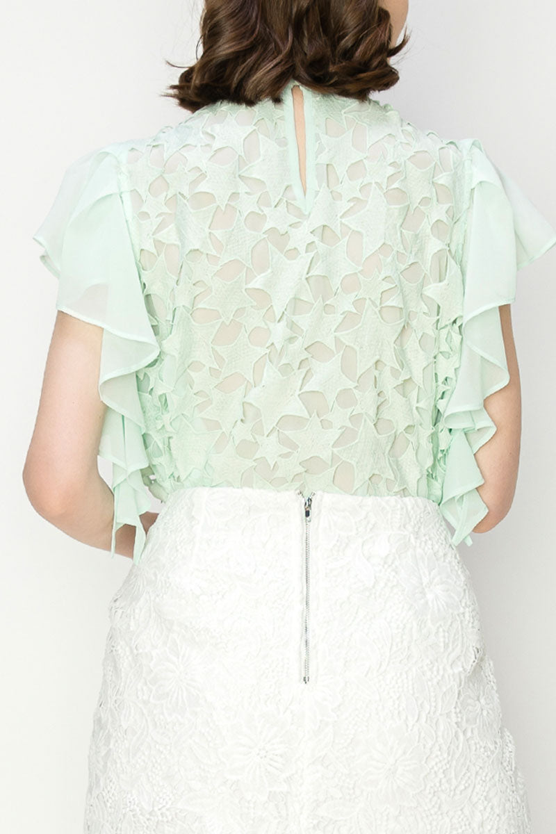 Star Cutwork Butterfly Short Sleeve Top - Vella Moda
