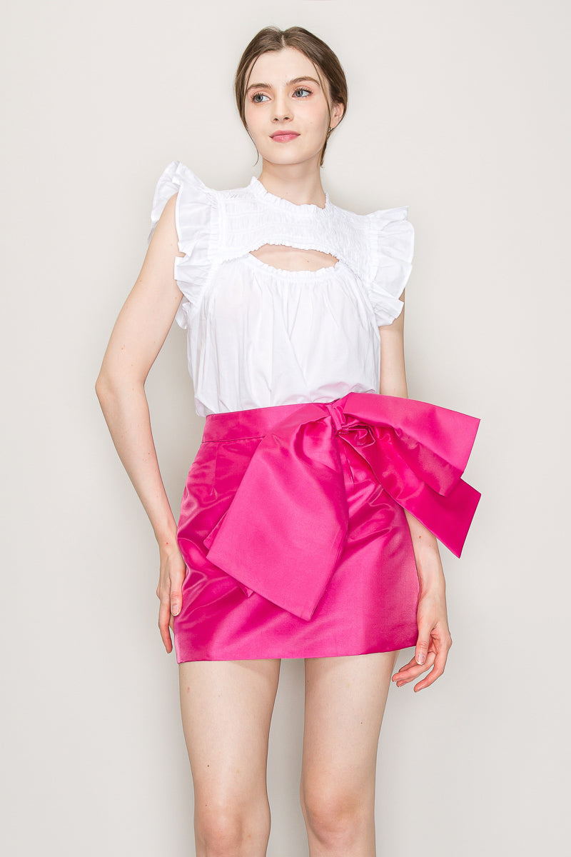 INA cut-out top with flutter sleeves, lightweight blouse featuring stylish cut-out details and airy short sleeves.