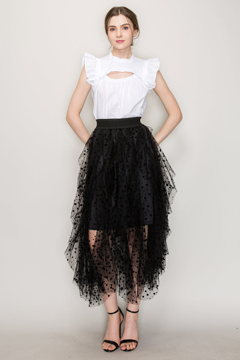 INA cut-out top with flutter sleeves, lightweight casual blouse, stylish women's fashion top with cut-out details and flowy sleeves.
