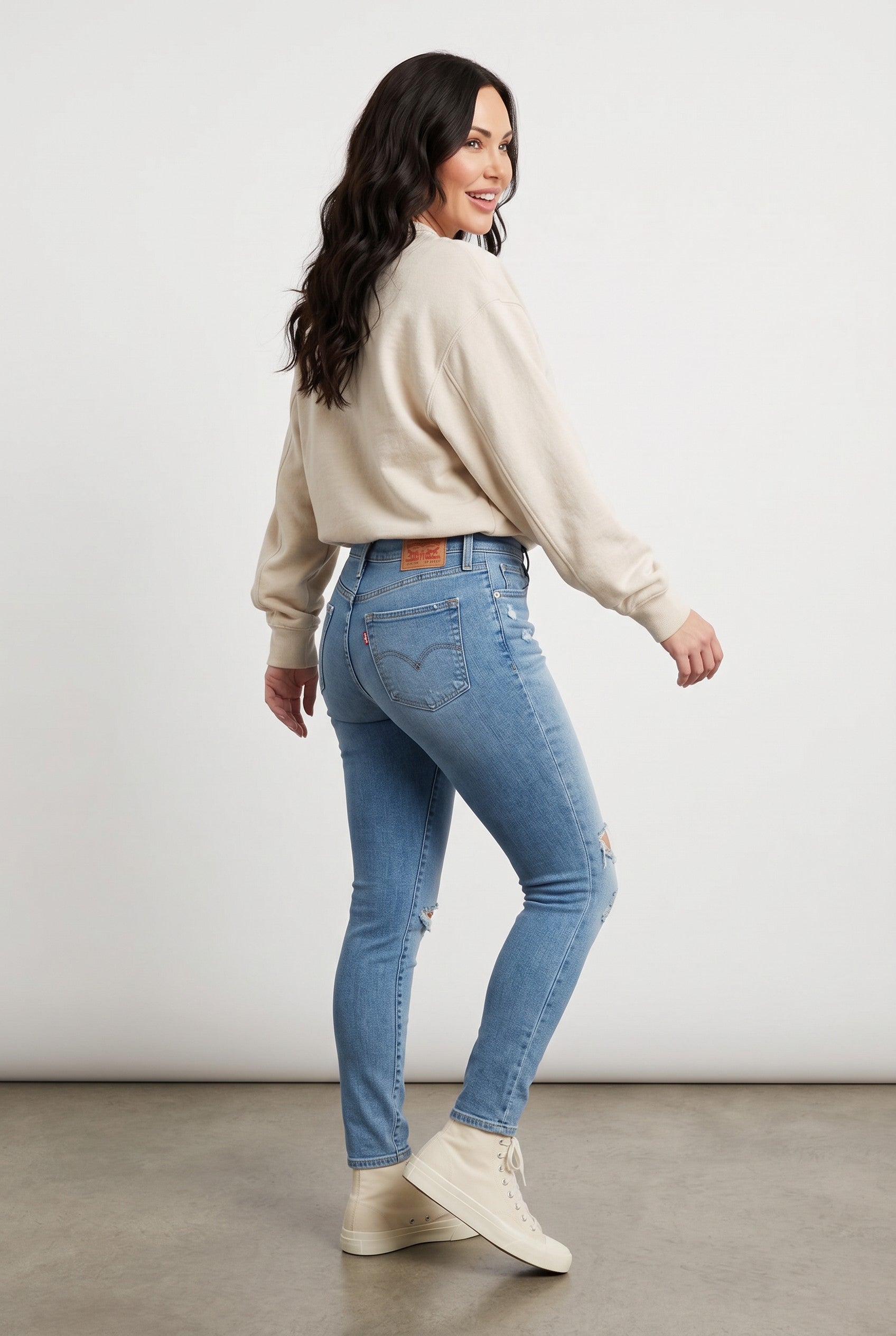 Levi's 721 High Rise Skinny Light Ripped Blue
