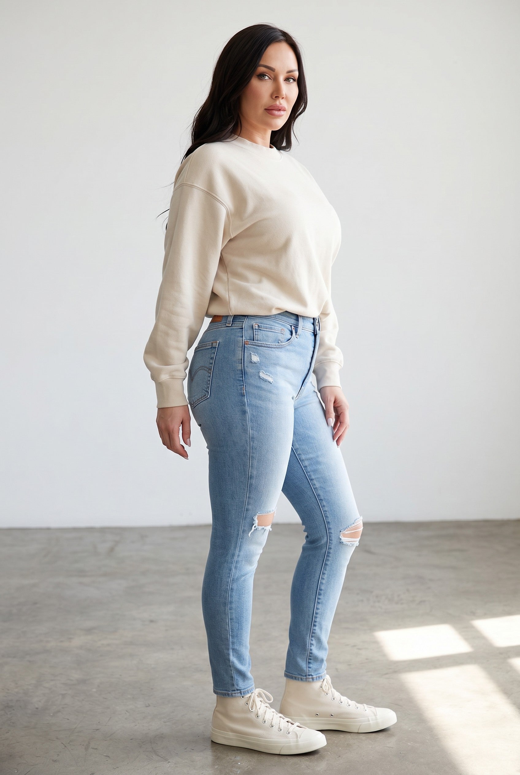 Levi's 721 High Rise Skinny Light Ripped Blue