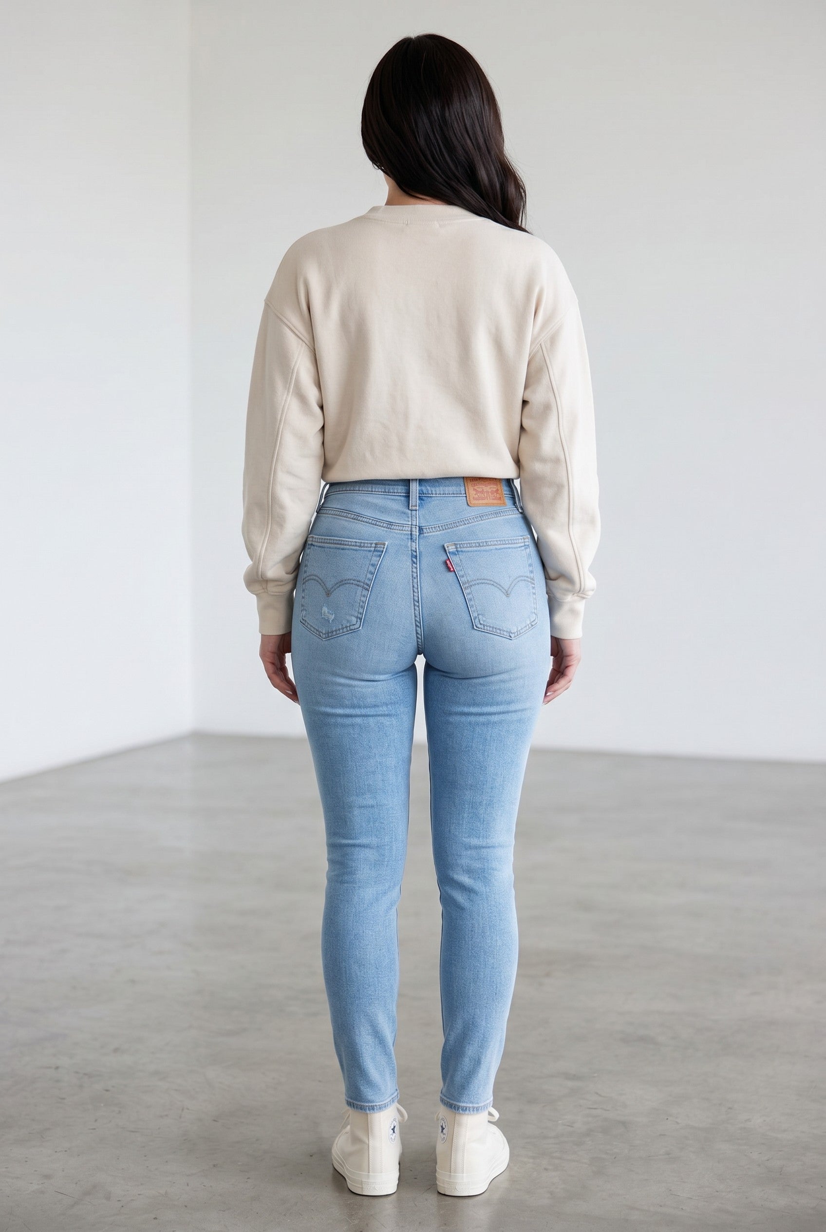 Levi's 721 High Rise Skinny Light Ripped Blue
