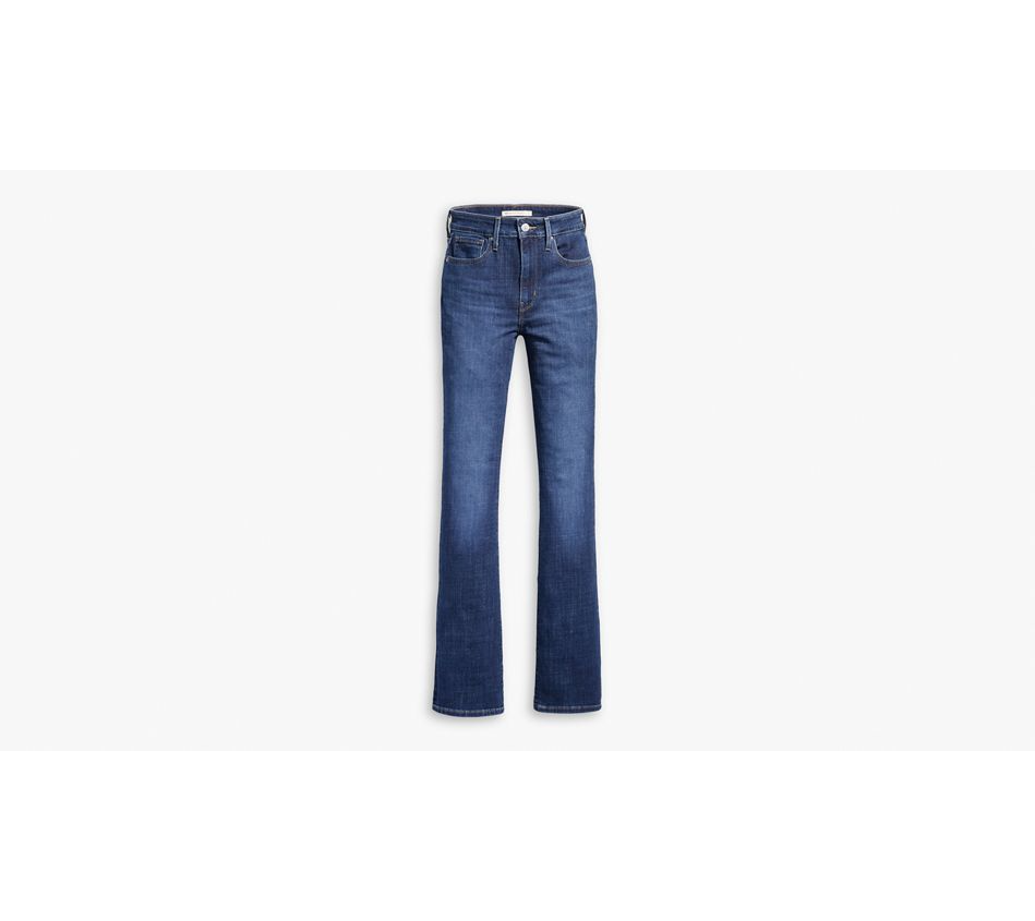 Levi's 725 High-Rise Boot Cut Jeans displayed on a hanger, showcasing classic denim fabric and high-rise fit for women.